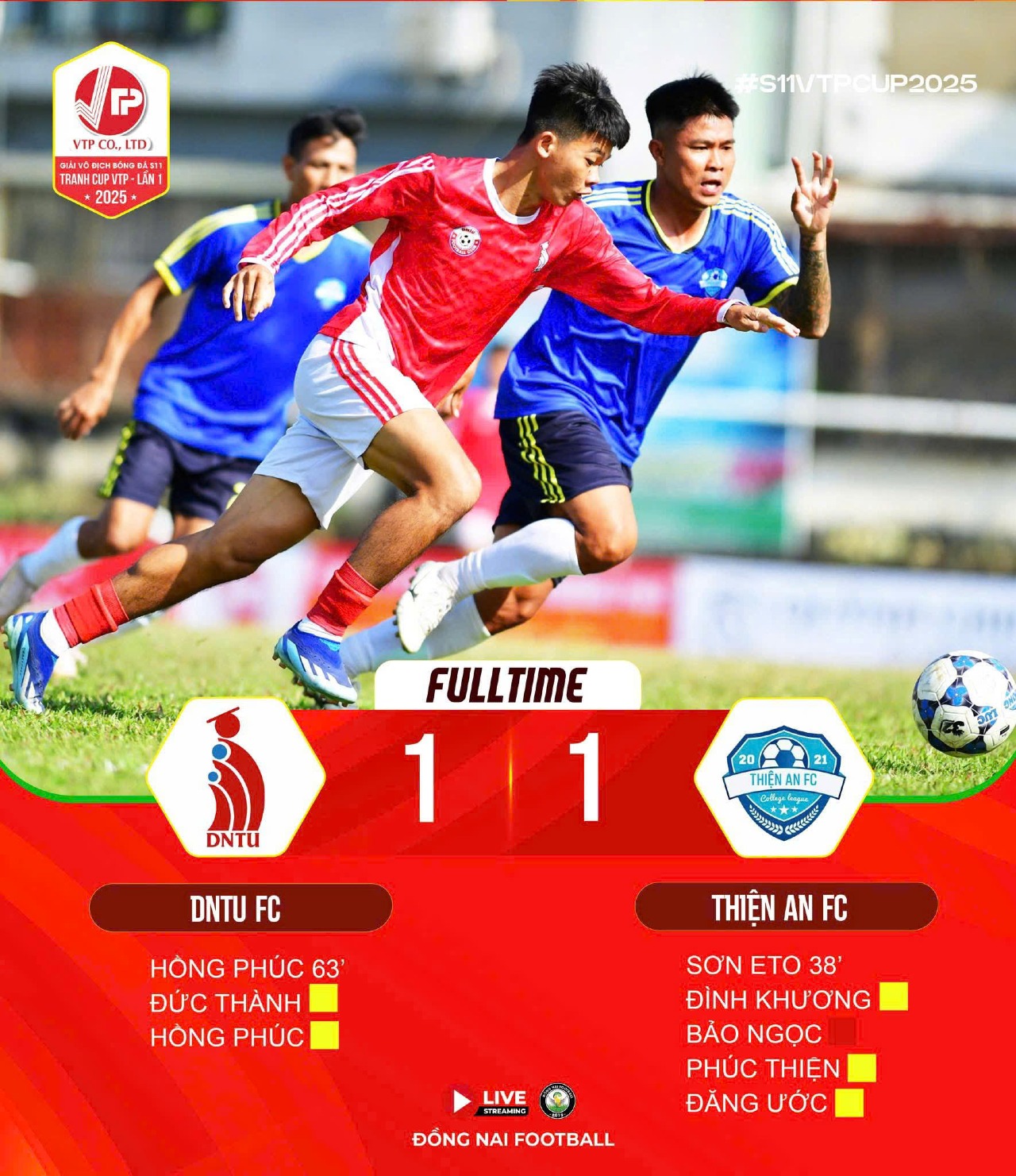 DNTU FC TRẬN ĐẤU KỊCH TÍNH TRƯỚC THIÊN AN FC TẠI GIẢI BÓNG ĐÁ VÔ ĐỊCH SÂN 11 TRANH CÚP VTP 2025