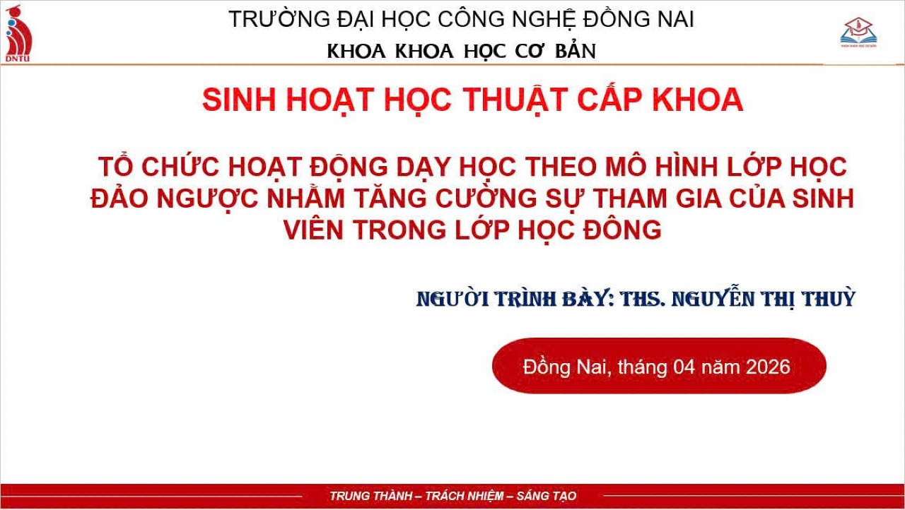 THÔNG BÁO SINH HOẠT HỌC THUẬT LẦN THỨ 5 