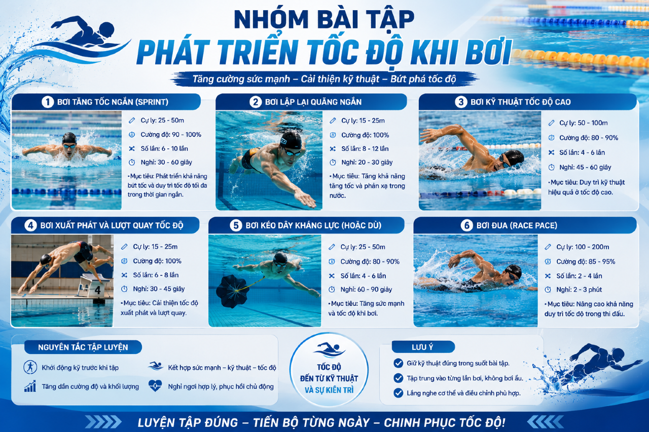 NHÓM BÀI TẬP PHÁT TRIỂN TỐC ĐỘ KHI BƠI